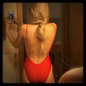 Open Back Red Swimsuit